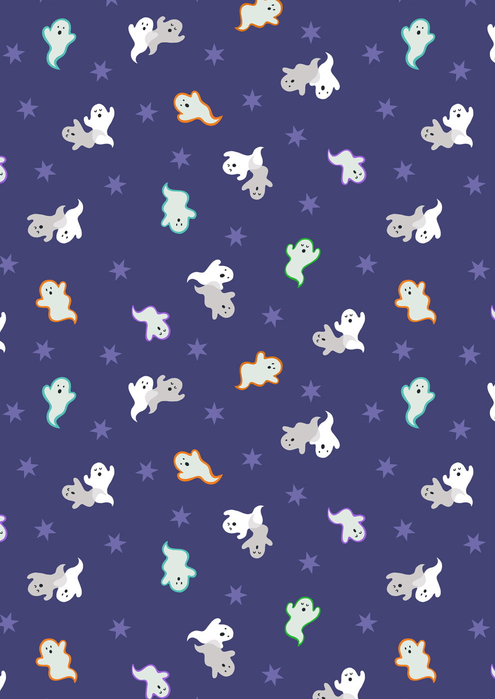 Spooky ghosts on blue