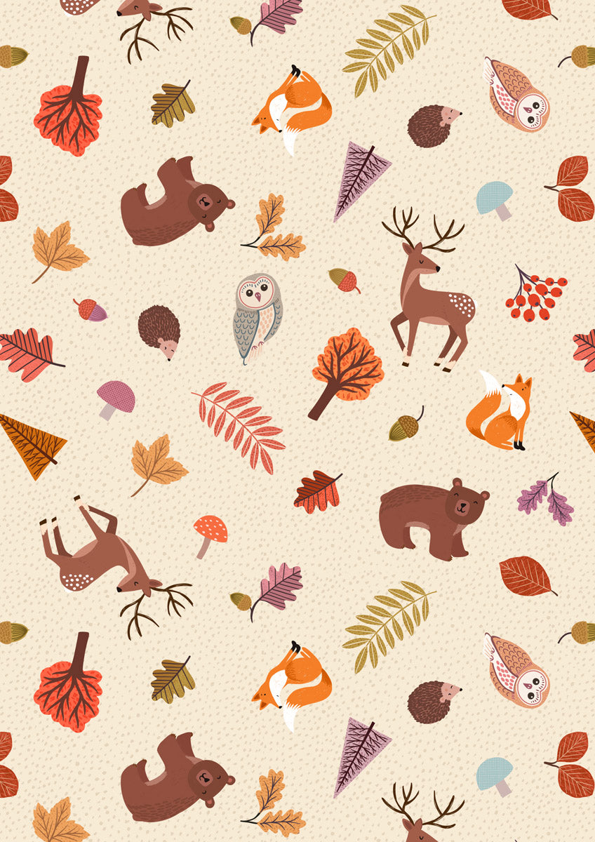 Nature trail creatures on warm cream