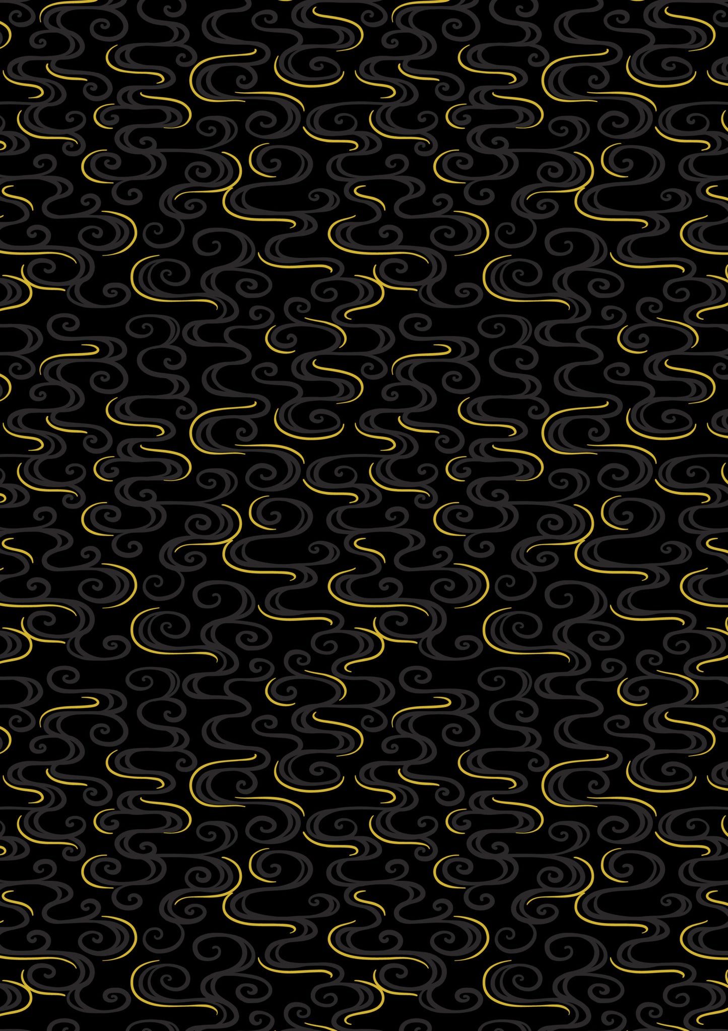 Dragon swirl on black with gold metallic