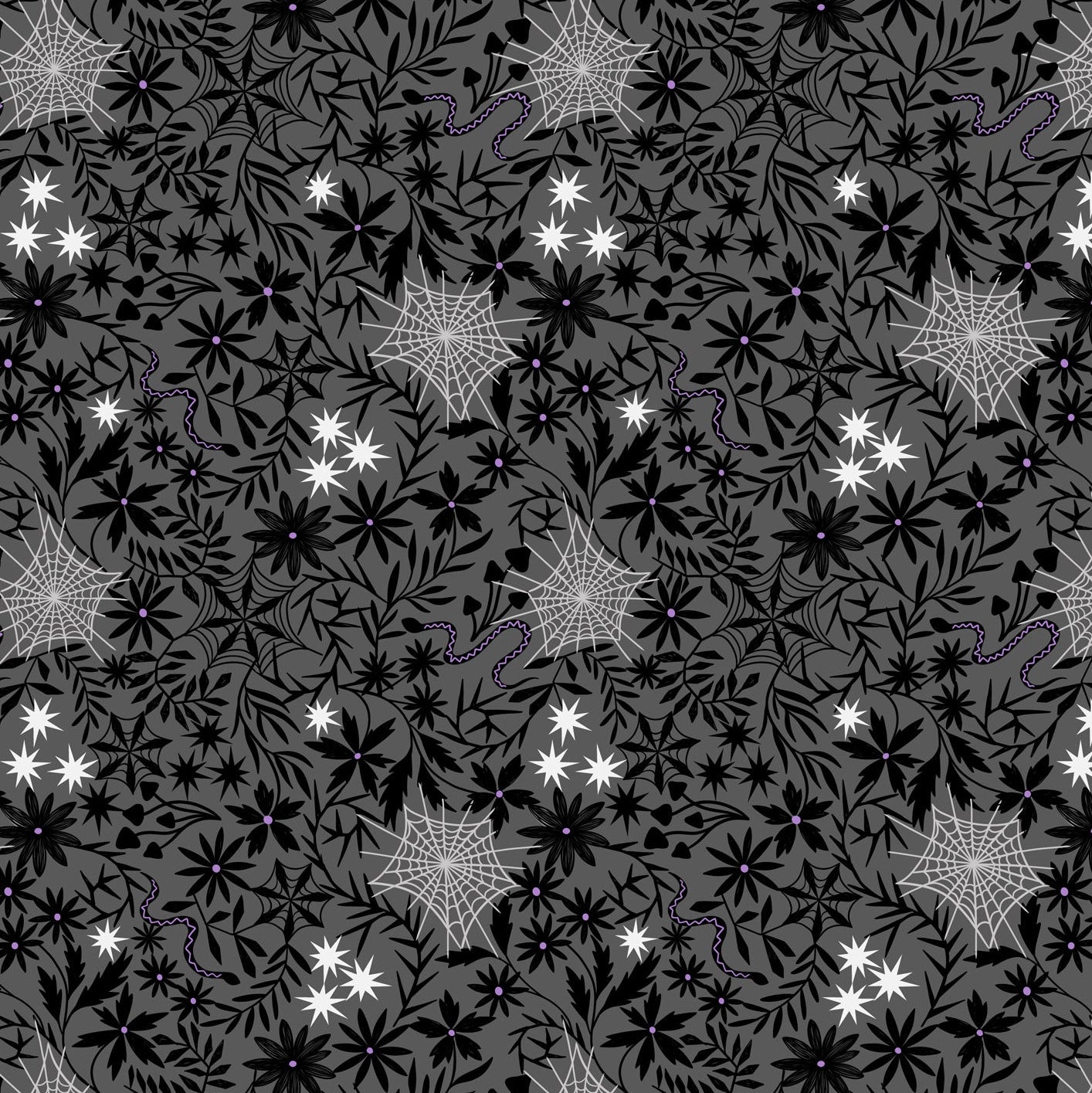 Floral cobwebs on grey