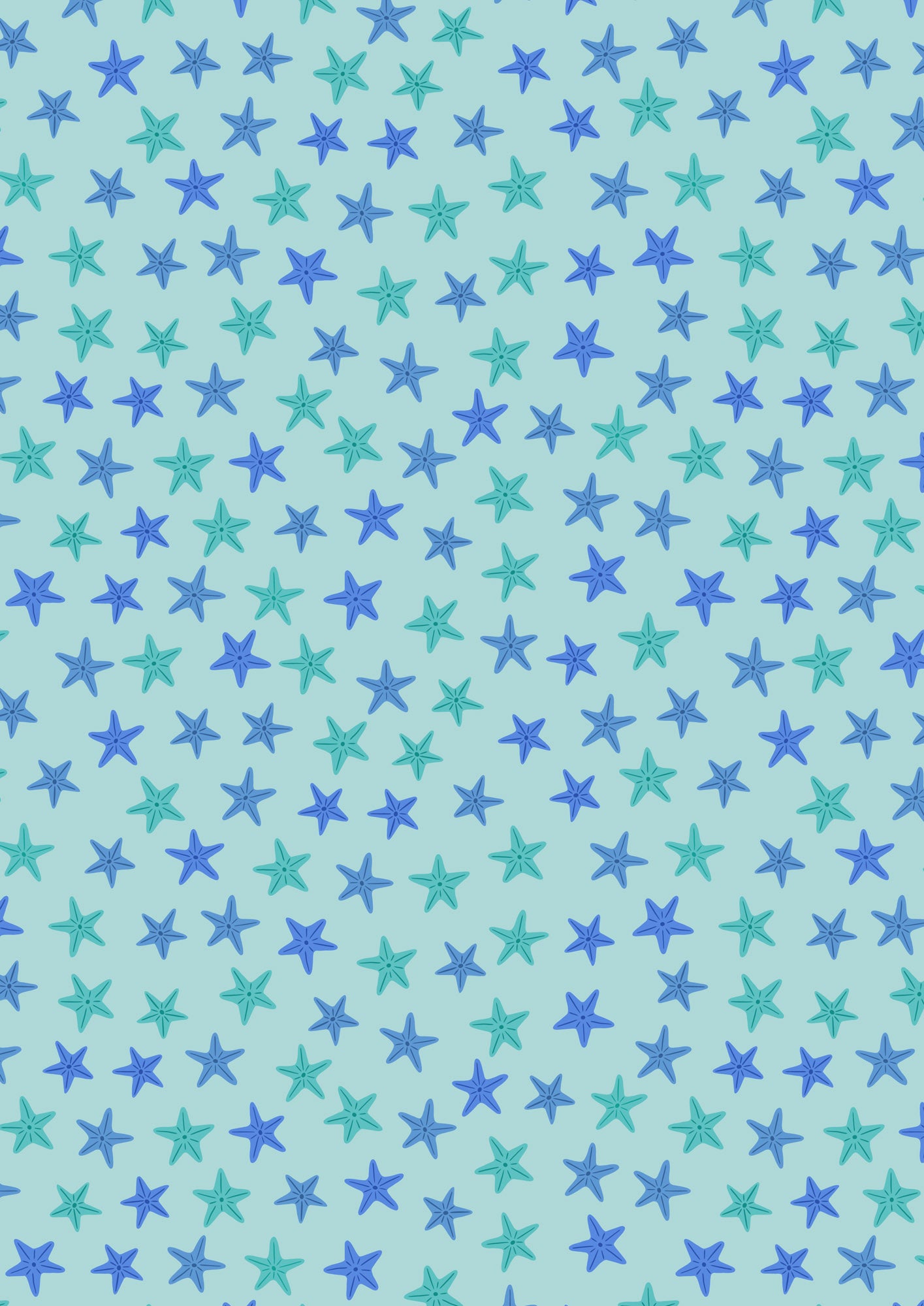 Aqua starfish on sea green