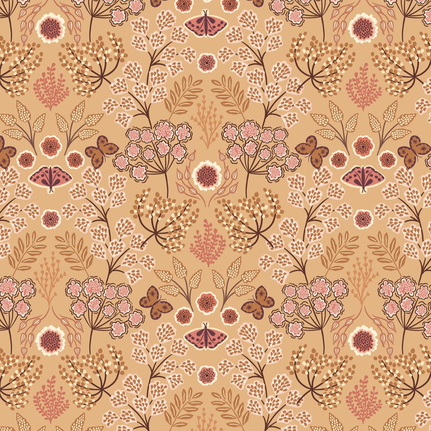 Large floral butterfly on warm gold