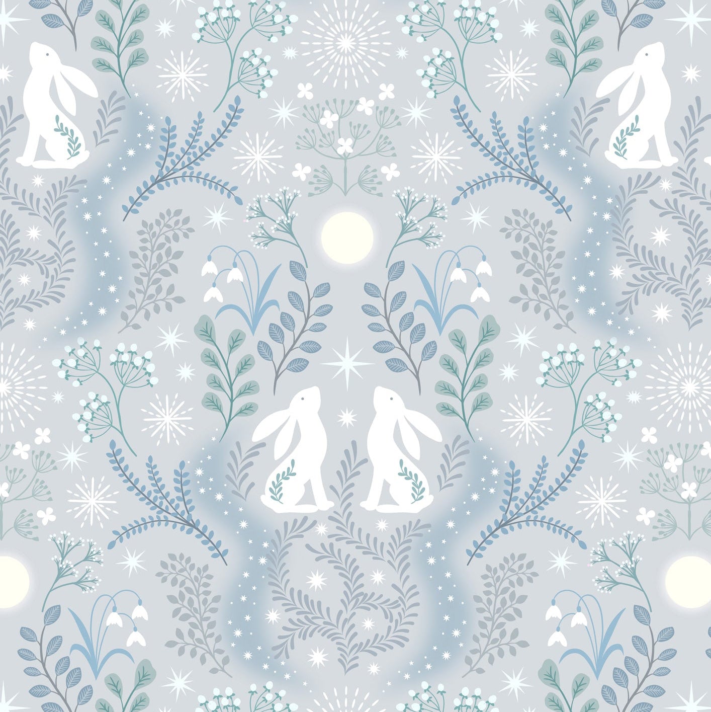 Winter hare on light silver with pearl