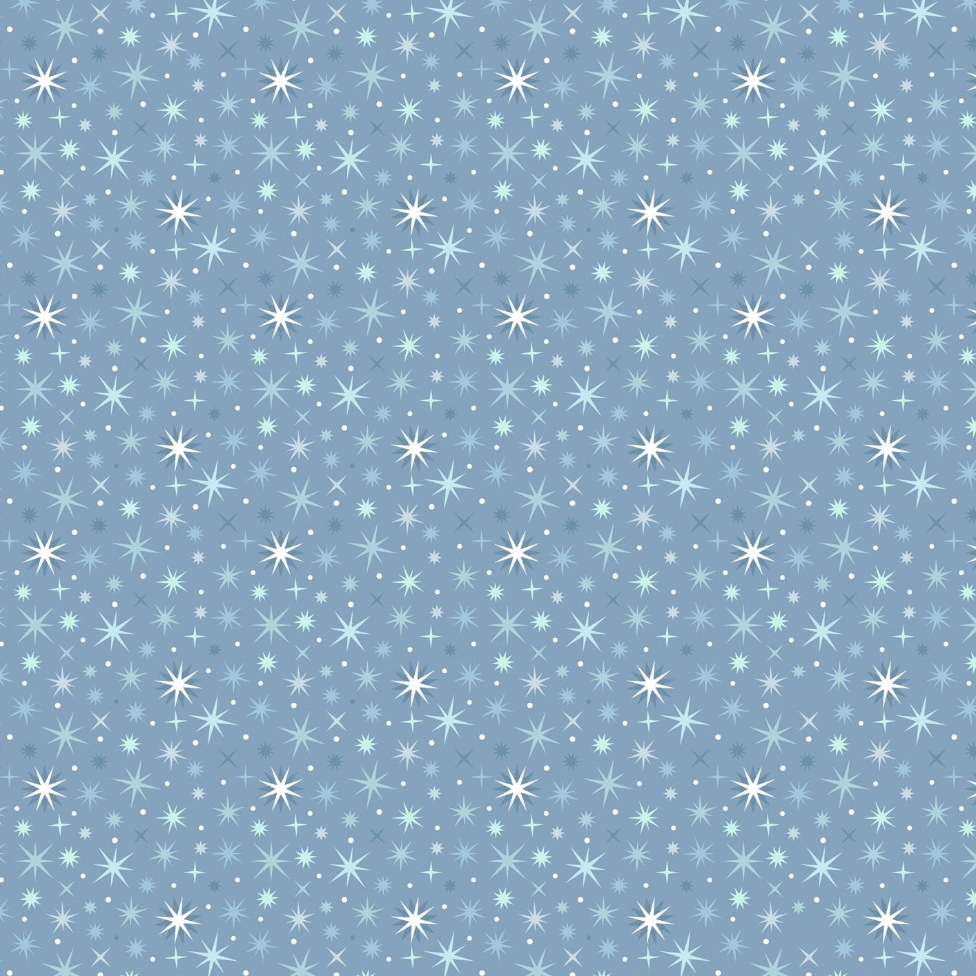 Twinkling stars on mid winter blue with pearl