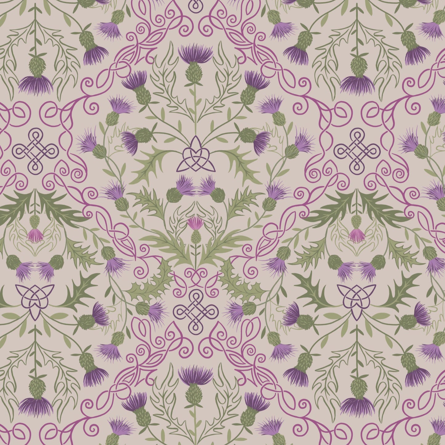 Purple thistle on natural - Flannel