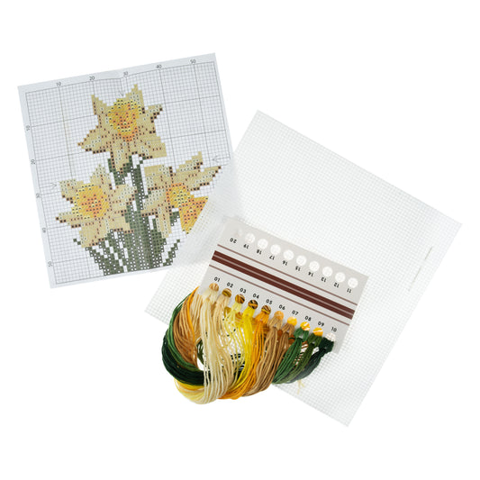 Mini Counted Cross Stitch Kit: Daffodil