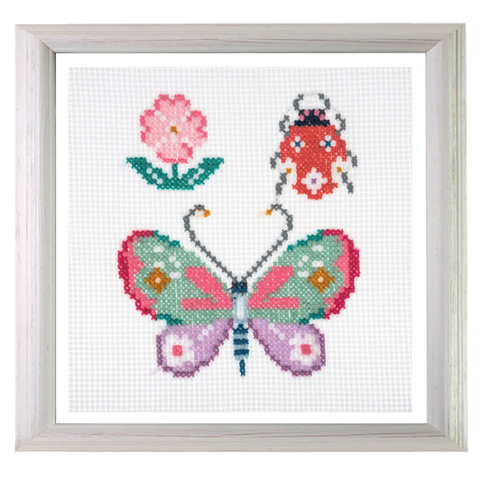 Mini Counted Cross Stitch Kit: Butterfly & Bug
