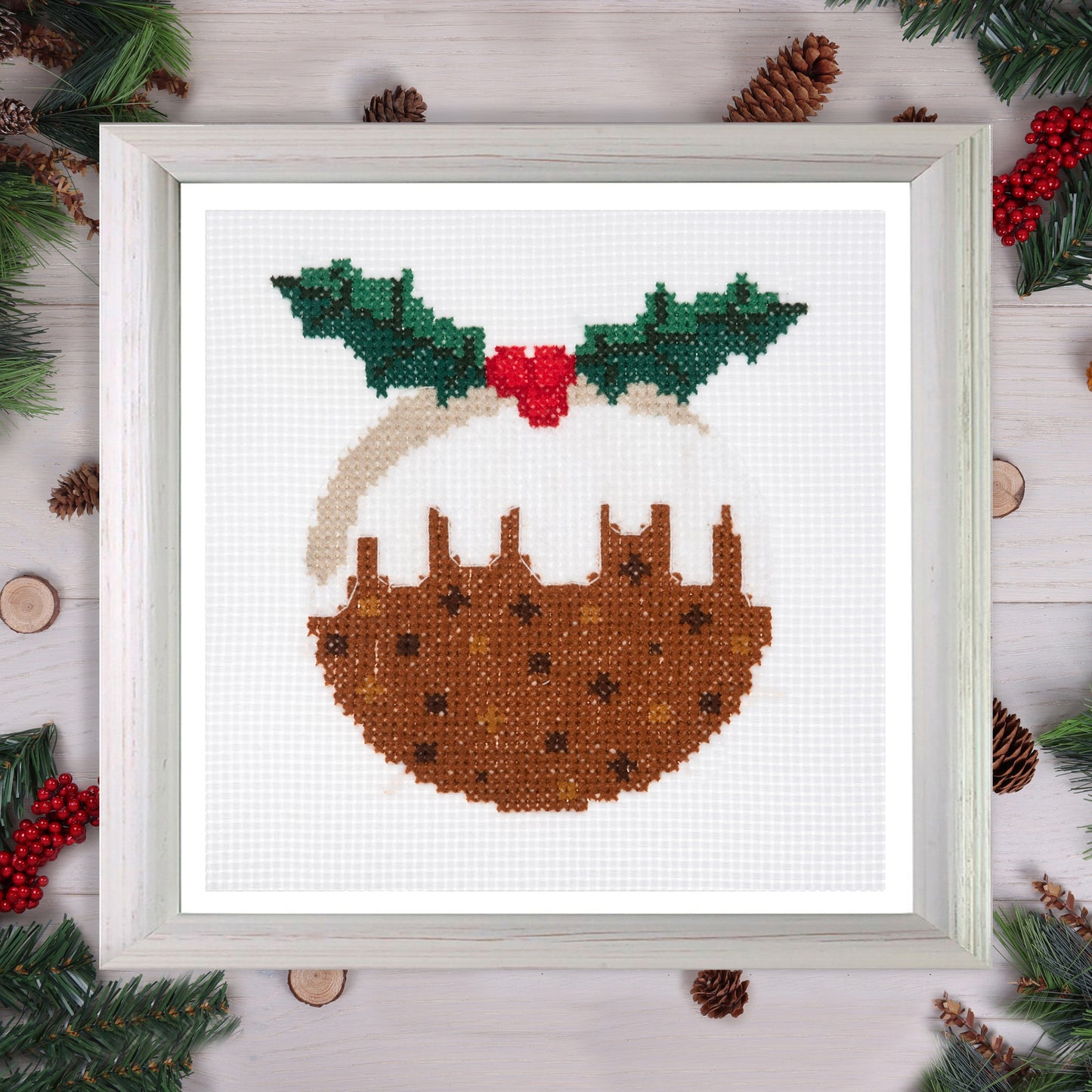 Mini Counted Cross Stitch: Christmas Pudding
