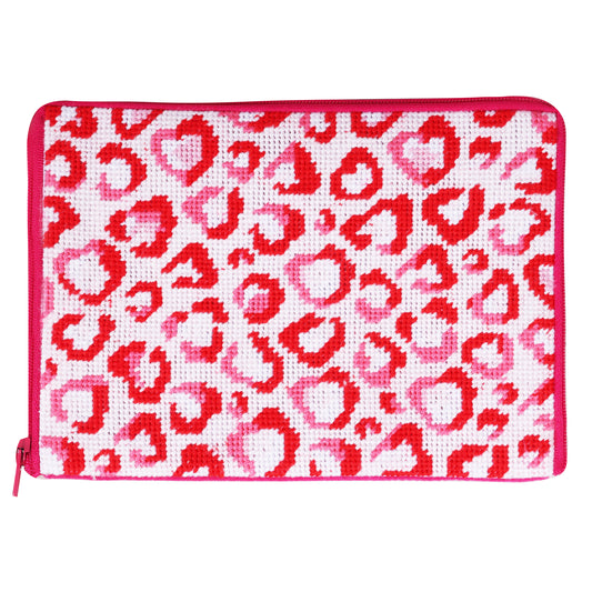 Half Stitch/Tapestry Kit: Stitch Your Own Make Up Pouch: Love Leopard