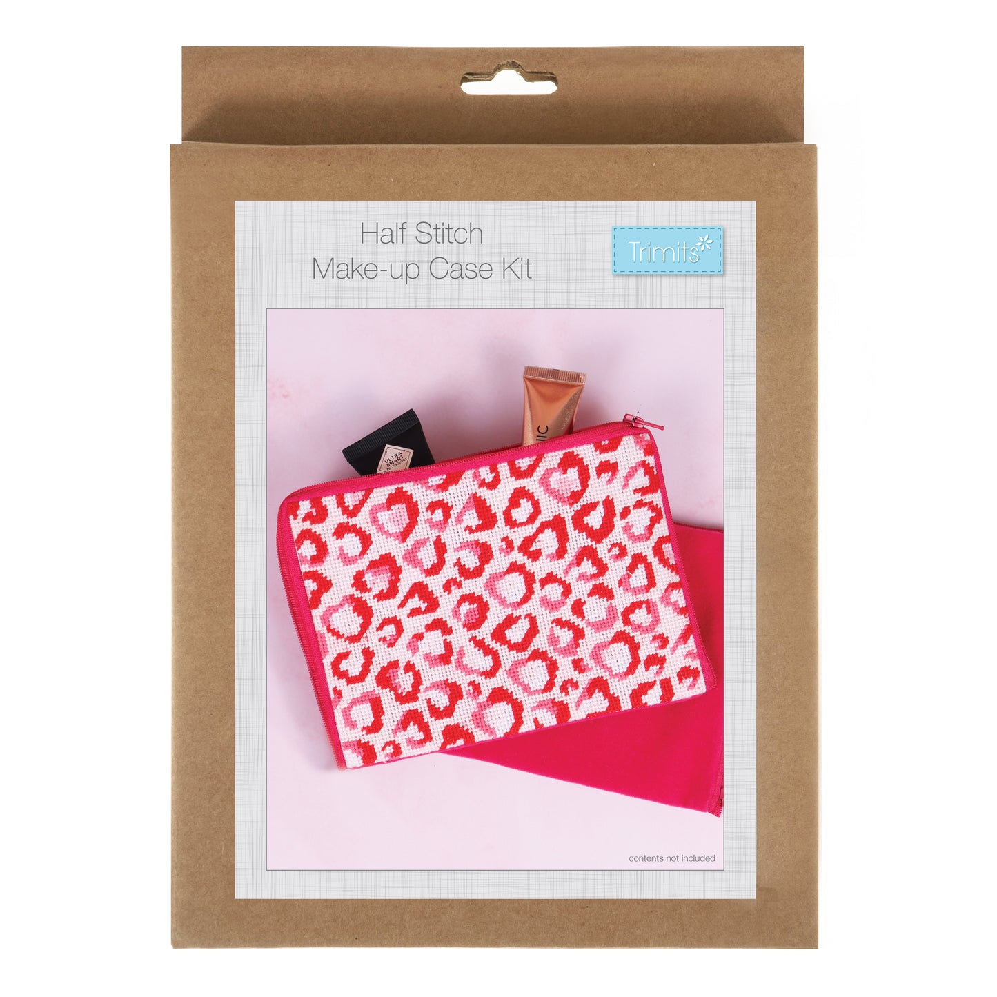 Half Stitch/Tapestry Kit: Stitch Your Own Make Up Pouch: Love Leopard