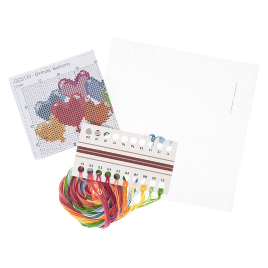 Mini Counted Cross Stitch Kit: Birthday Balloons