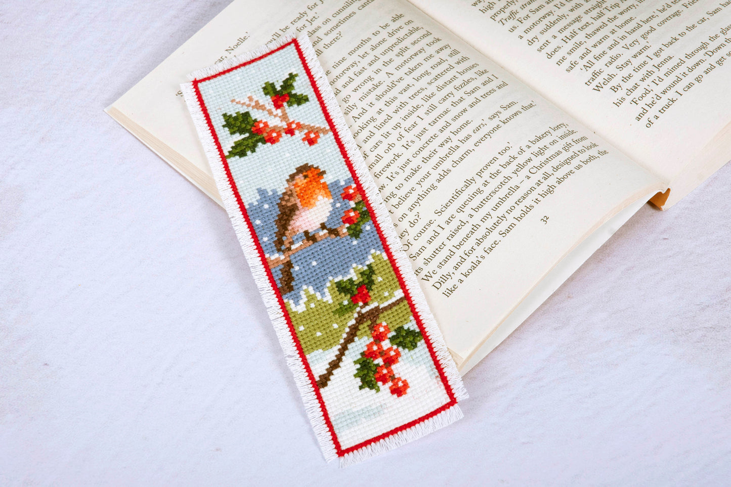 Counted Cross Stitch Bookmark: Robin