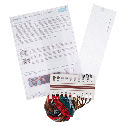 Counted Cross Stitch Bookmark: Robin