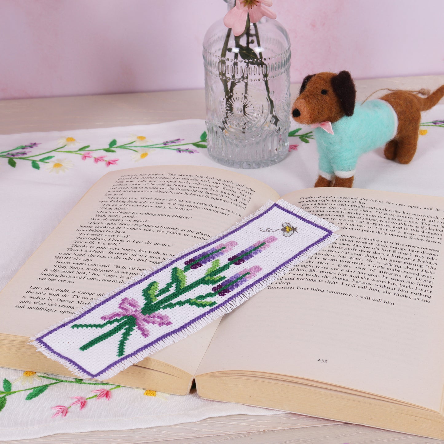Counted Cross Stitch Bookmark Kit: Lavender