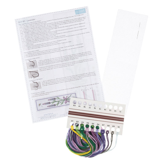 Counted Cross Stitch Bookmark Kit: Lavender