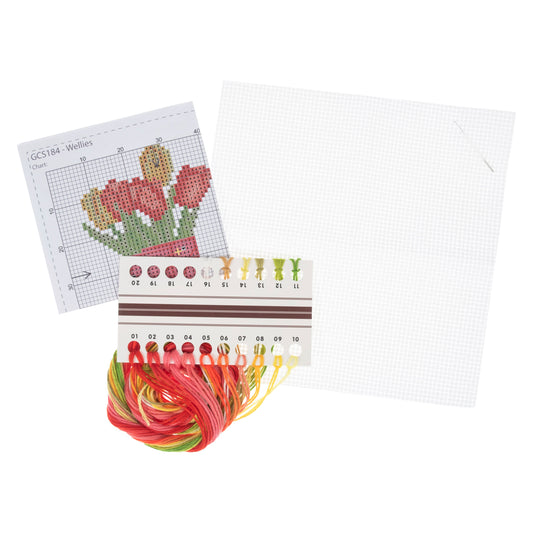 Mini Counted Cross Stitch Kit: Wellies