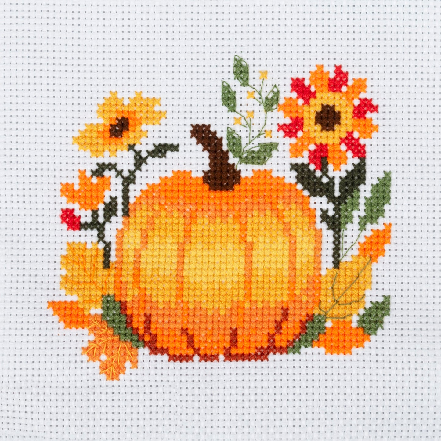 Mini Counted Cross Stitch Kit: Pumpkin