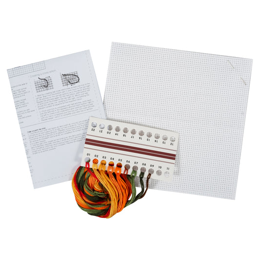 Mini Counted Cross Stitch Kit: Pumpkin