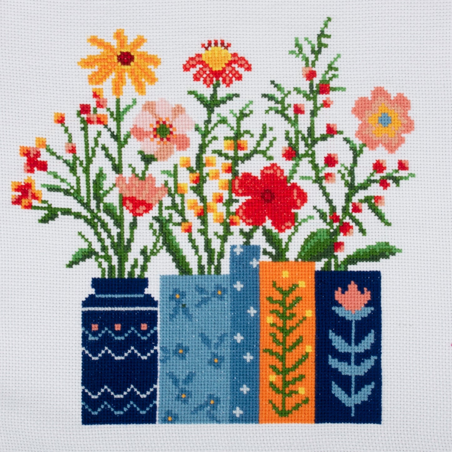 Large Counted Cross Stitch Kit: Flowers In Vase