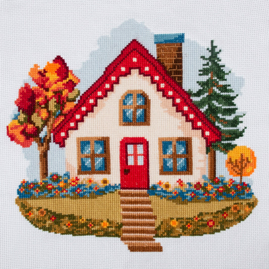 Large Counted Cross Stitch Kit: Autumn Home