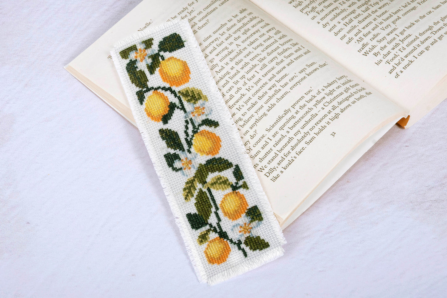 Counted Cross Stitch Bookmark: Lemon