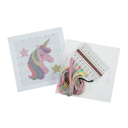 Mini Counted Cross Stitch Kit: Unicorn