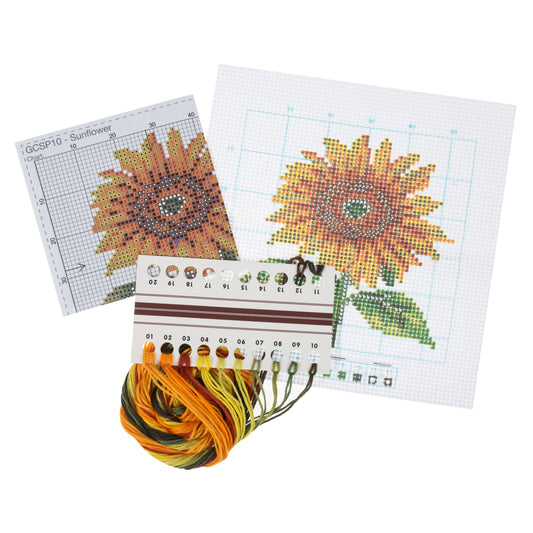 Printed Mini Cross Stitch Kit: Sunflower