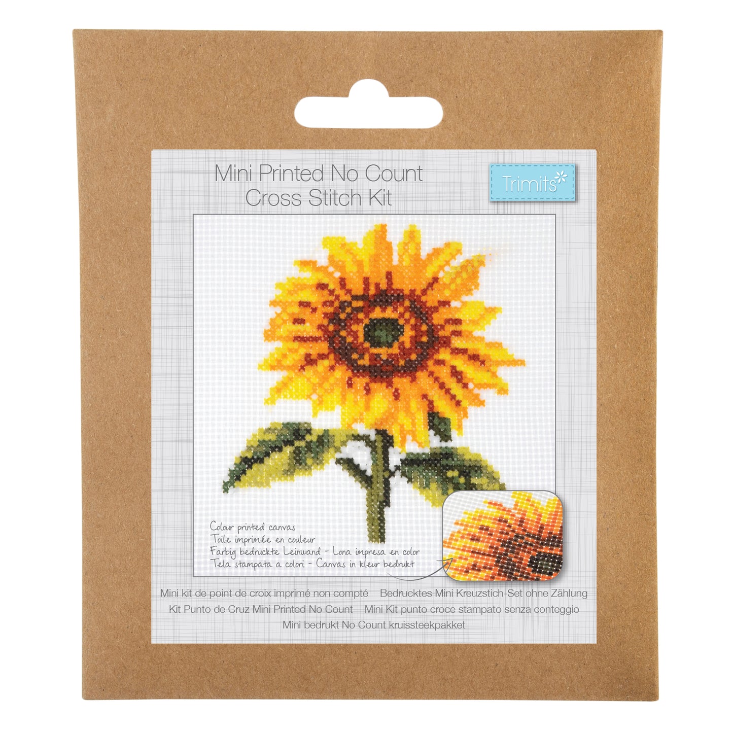 Printed Mini Cross Stitch Kit: Sunflower