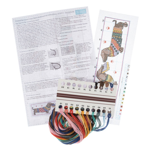 Printed Cross Stitch Bookmark: Dachshund in Jumper