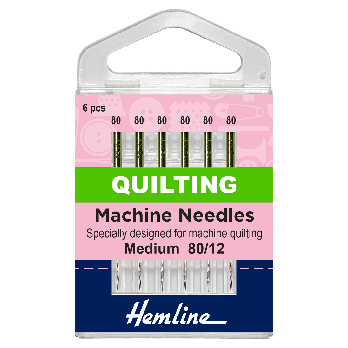 Hemline Sewing Machine Needles: Quilting: Medium 80(12)