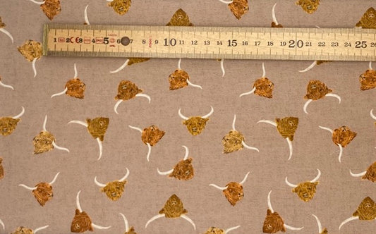 Highlands cows on light brown