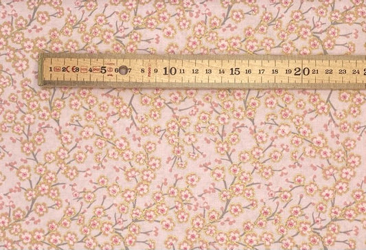 Cherry blossom on light pink with gold metallic