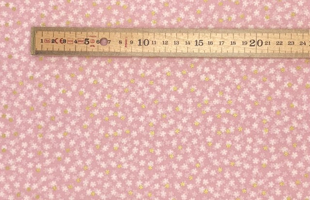 Tiny blossom on pink with gold metallic