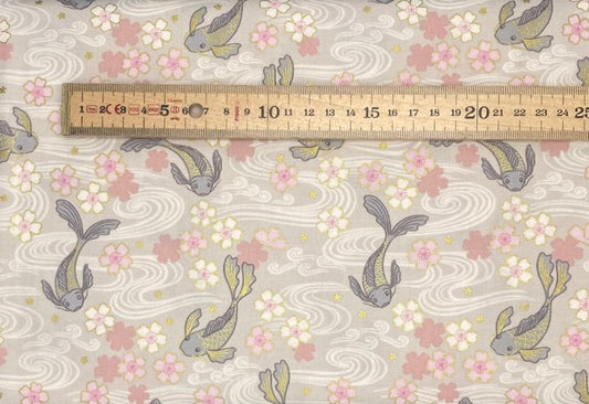 Sakura koi on warm neutral with gold metallic