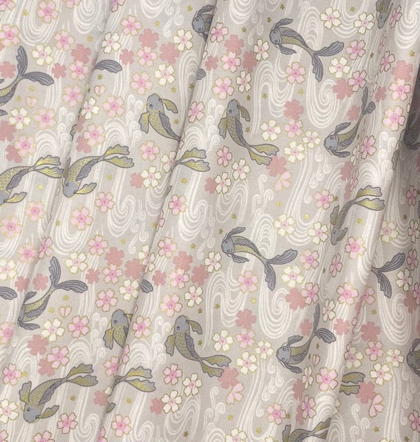 Sakura koi on warm neutral with gold metallic