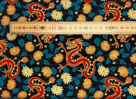 Dragon on black with gold metallic