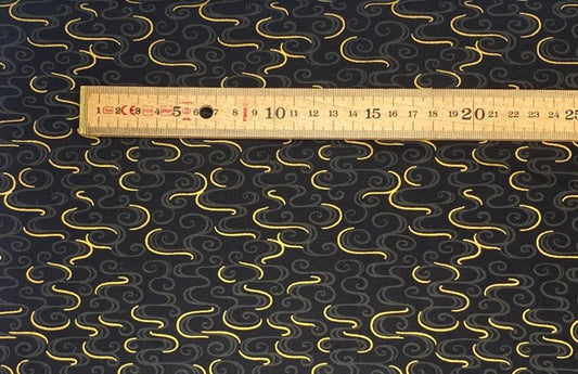 Dragon swirl on black with gold metallic