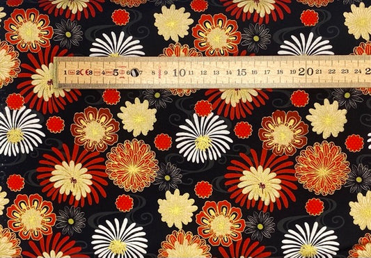 Black and red Year of the Dragon floral with gold metallic