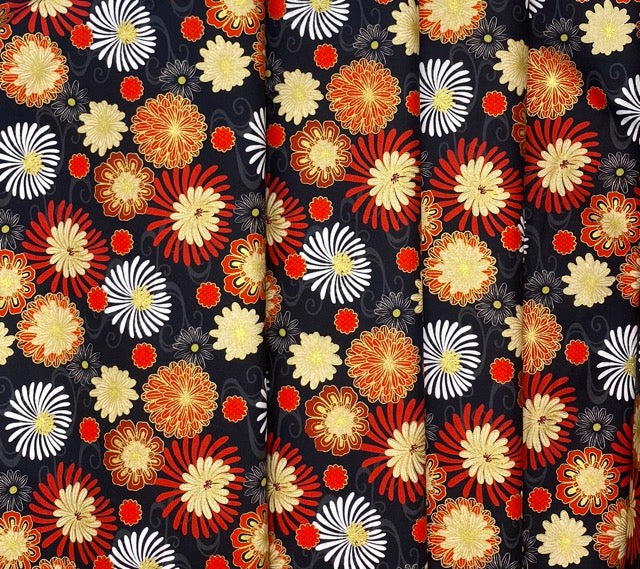 Black and red Year of the Dragon floral with gold metallic