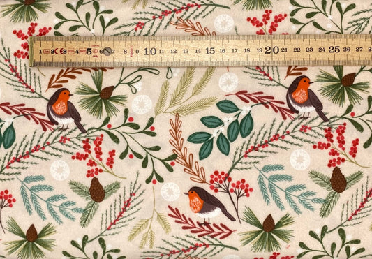 Robin on dark cream - Flannel
