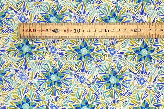 Axé blue and green floral on cream