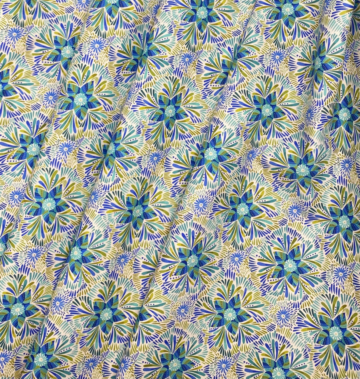 Axé blue and green floral on cream
