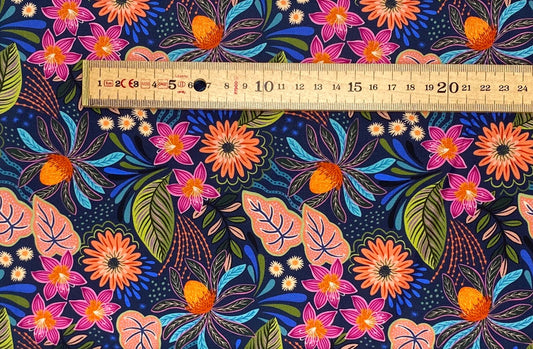 Bahia flora on dark blue