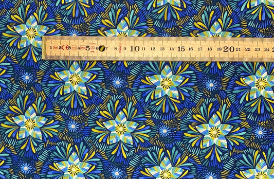 Axé blue and green floral on dark blue