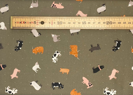 Farm animals on country green