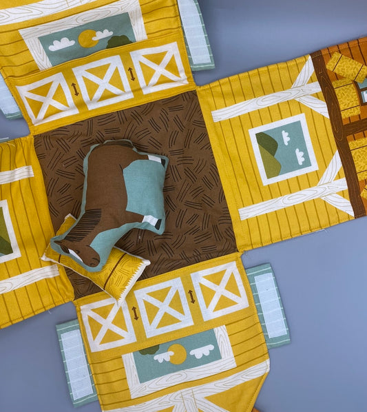 Cut and Sew Panel - Barn and Horses