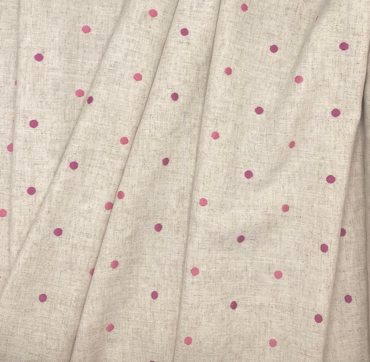 Pink Polkadot - Viscose Linen Mix