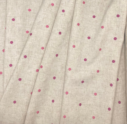 Pink Polkadot - Viscose Linen Mix