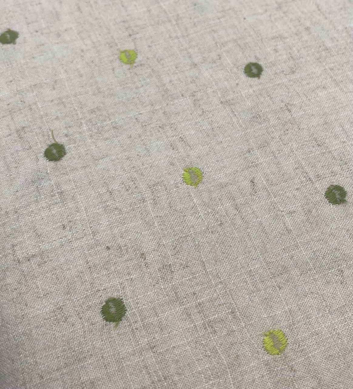 Green Polkadot - Viscose Linen Mix