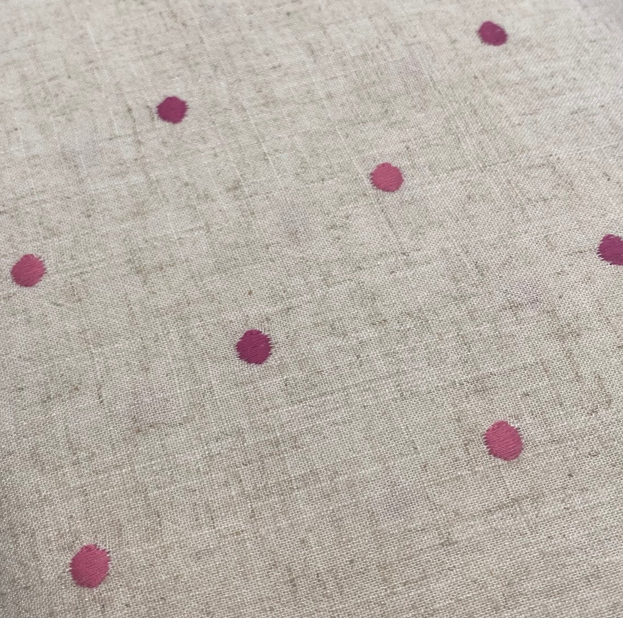 Pink Polkadot - Viscose Linen Mix
